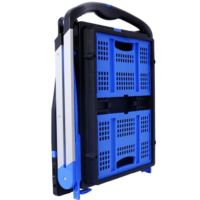 2-Tier Foldable Utility Cart with Collapsible Crates