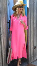 Boyfriend Maxi Dress Gauze - Hot Pink