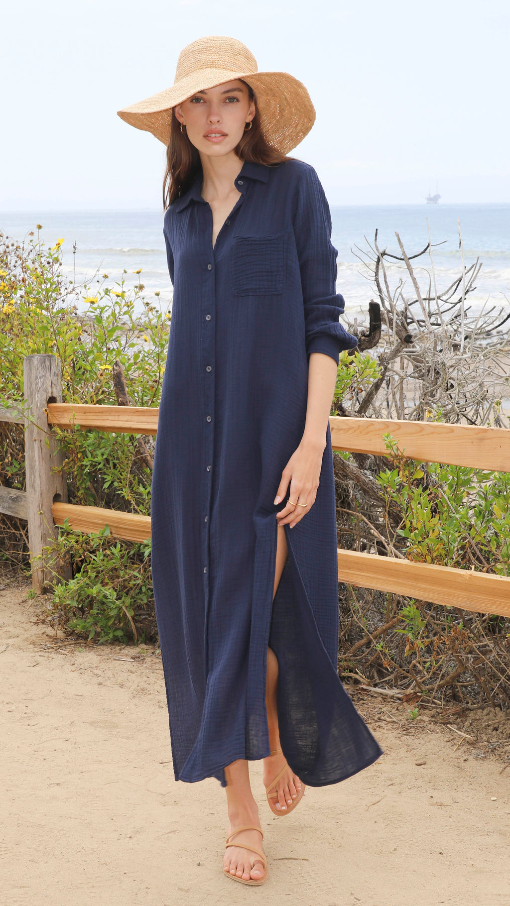 Boyfriend Maxi Dress Gauze - Navy