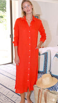 Boyfriend Maxi Dress Gauze - Cherry